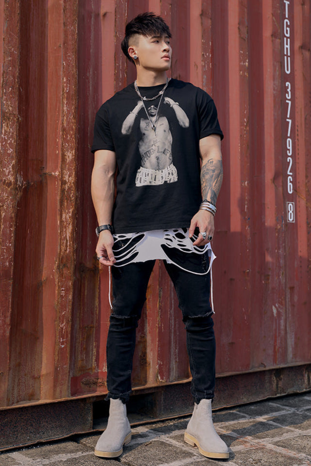 Ripped elastic skinny sports jeans #BF065