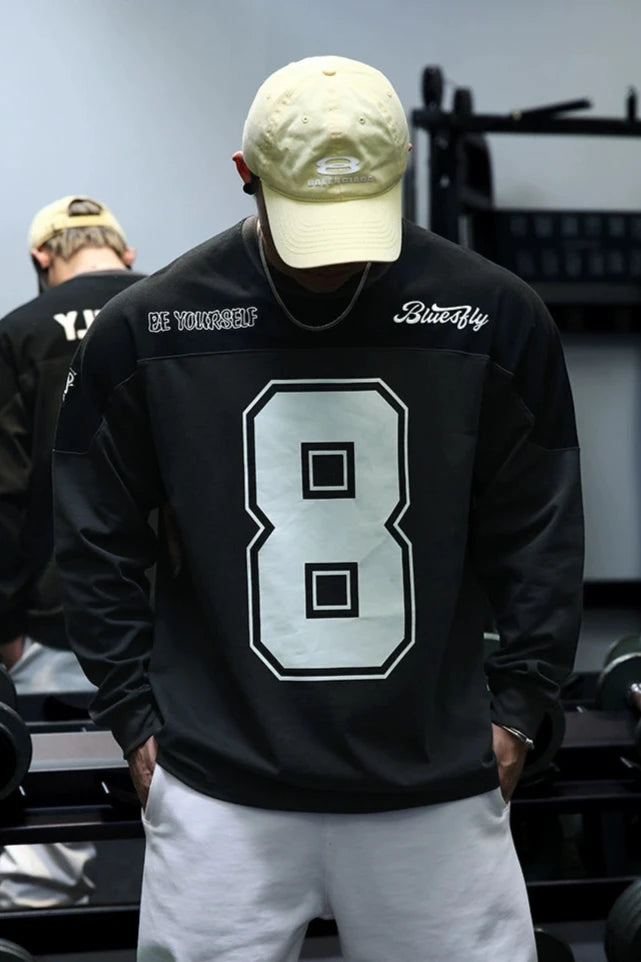 Contrast Loose Sports Long Sleeve Shirt #BF031