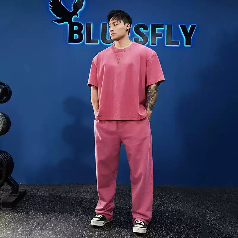Heavy Weight T-shirt and Loose Sweatpants Set #BF052
