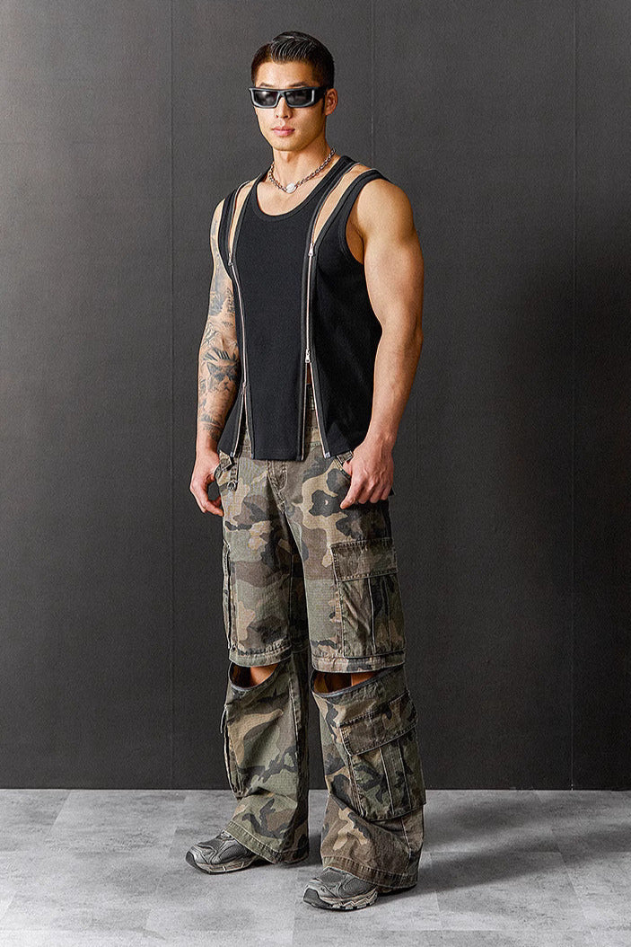 Double Zipper Fitness Sleeveless #TP008