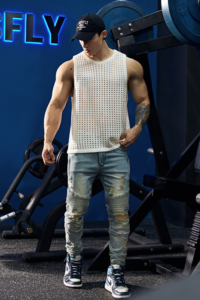 Stretch distressed Sports jeans #BF066