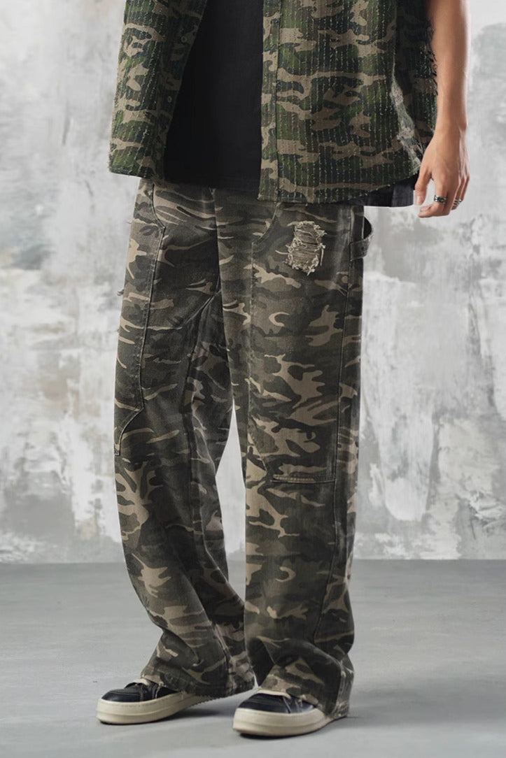 Loose straight camouflage pants #LM019