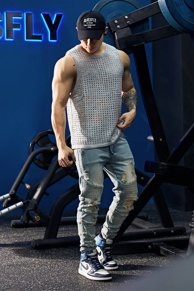Stretch distressed Sports jeans #BF066