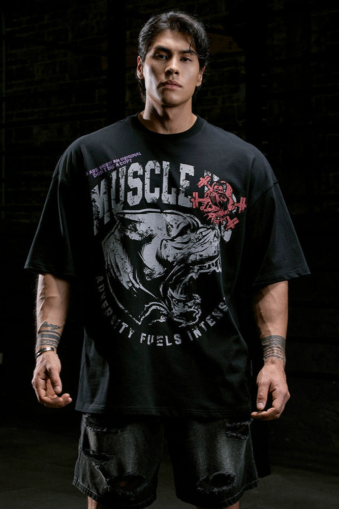 Frosted Bulldog Print T-Shirt #MD100