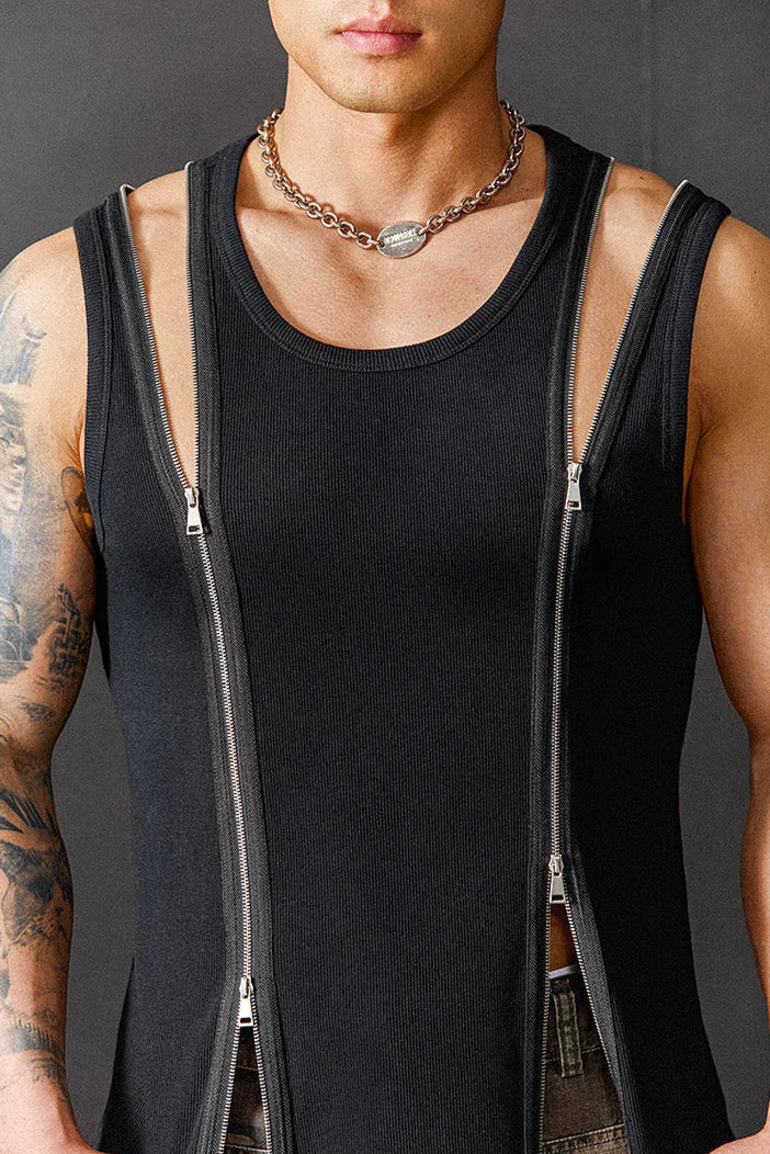 Double Zipper Fitness Sleeveless #TP008