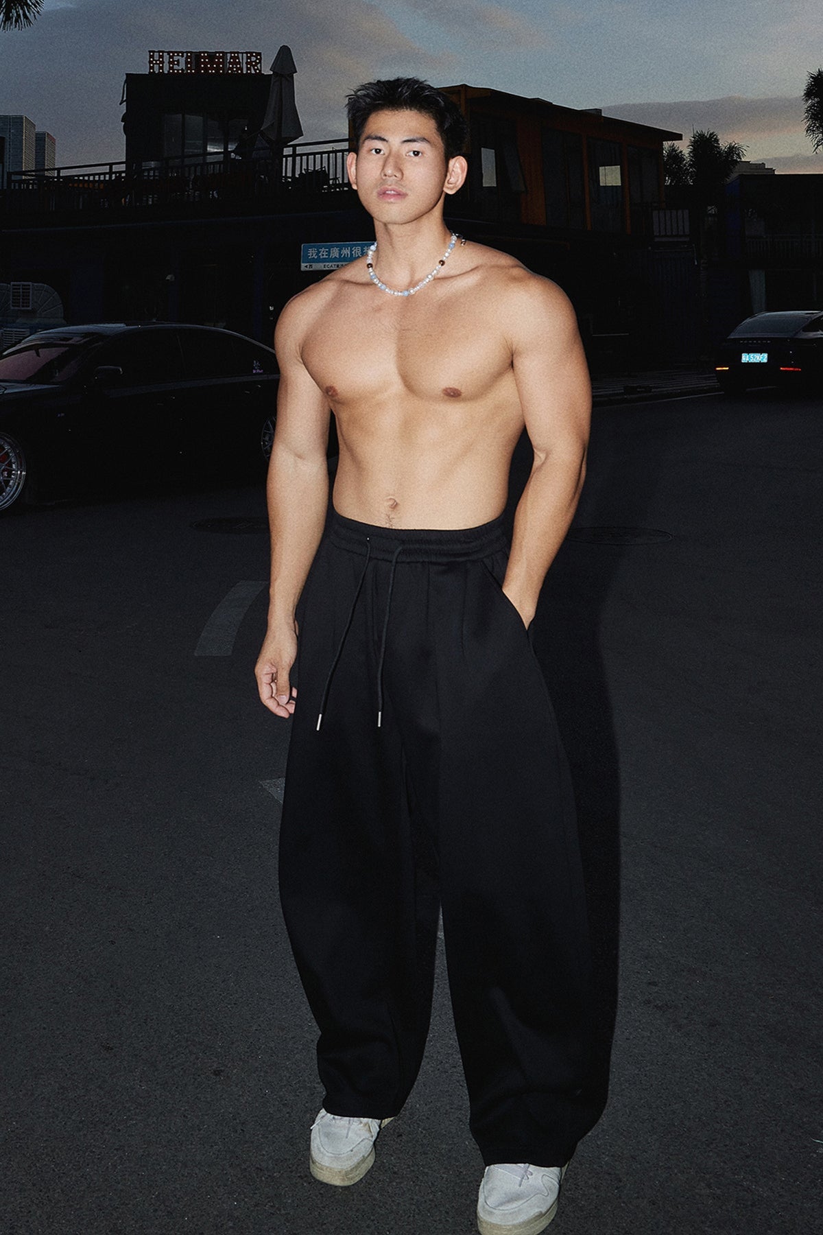 Cropped Double Zipper Hoodie And Wide-Leg Sweatpants #PM001