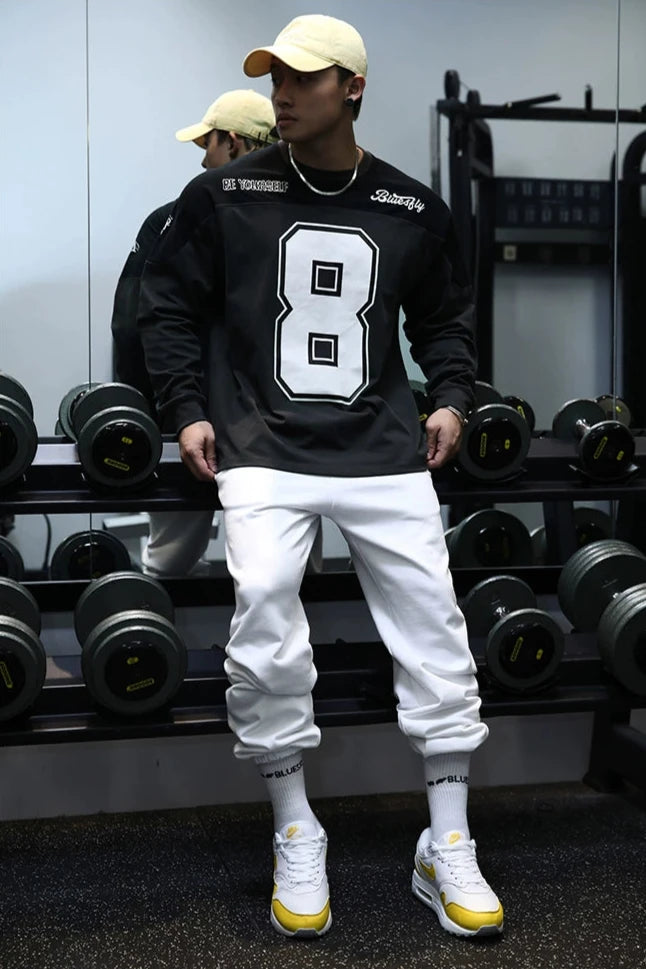 Contrast Loose Sports Long Sleeve Shirt #BF031