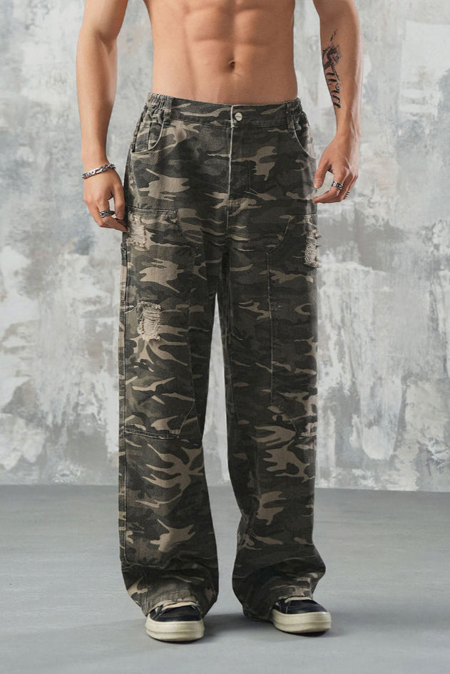 Loose straight camouflage pants #LM019