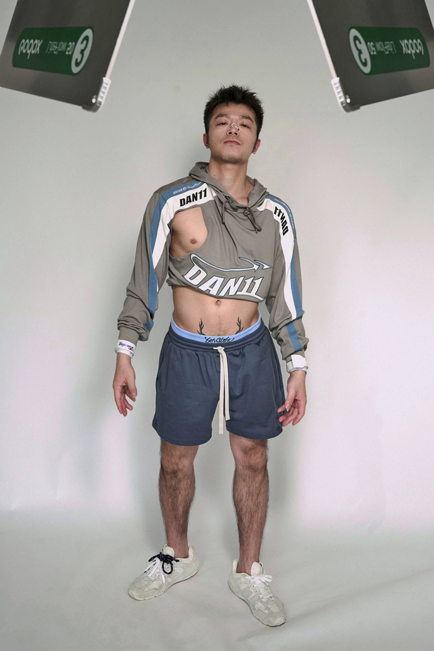 Color-Blocked Double Belt Shorts #YG003
