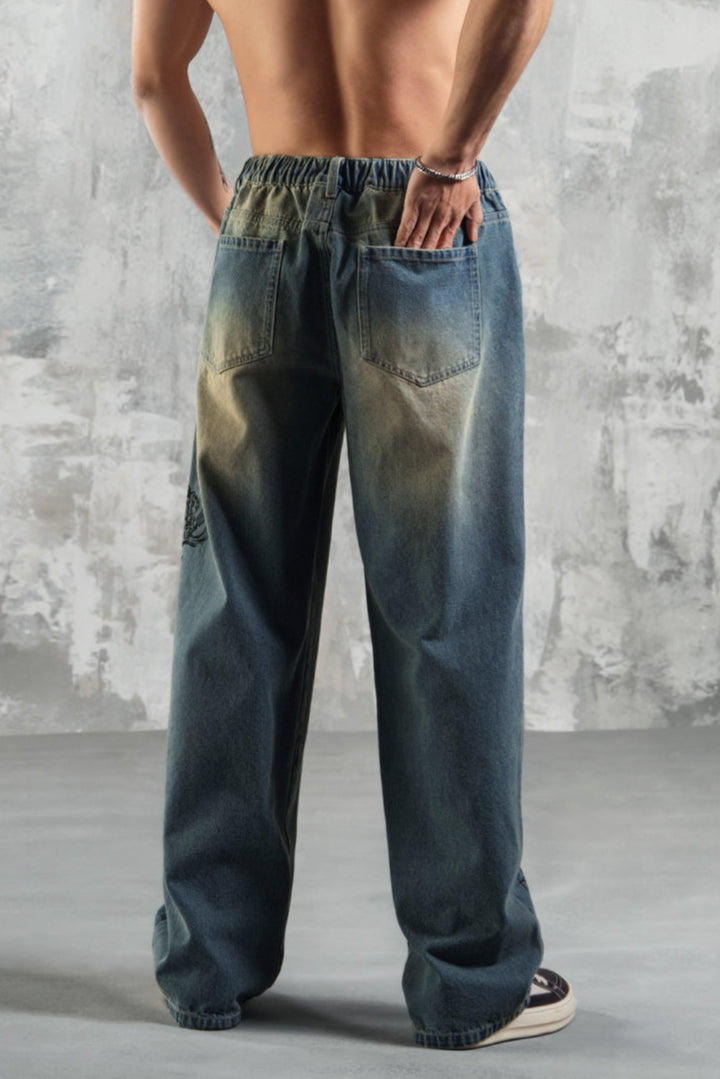 Original print washed jeans #LM022