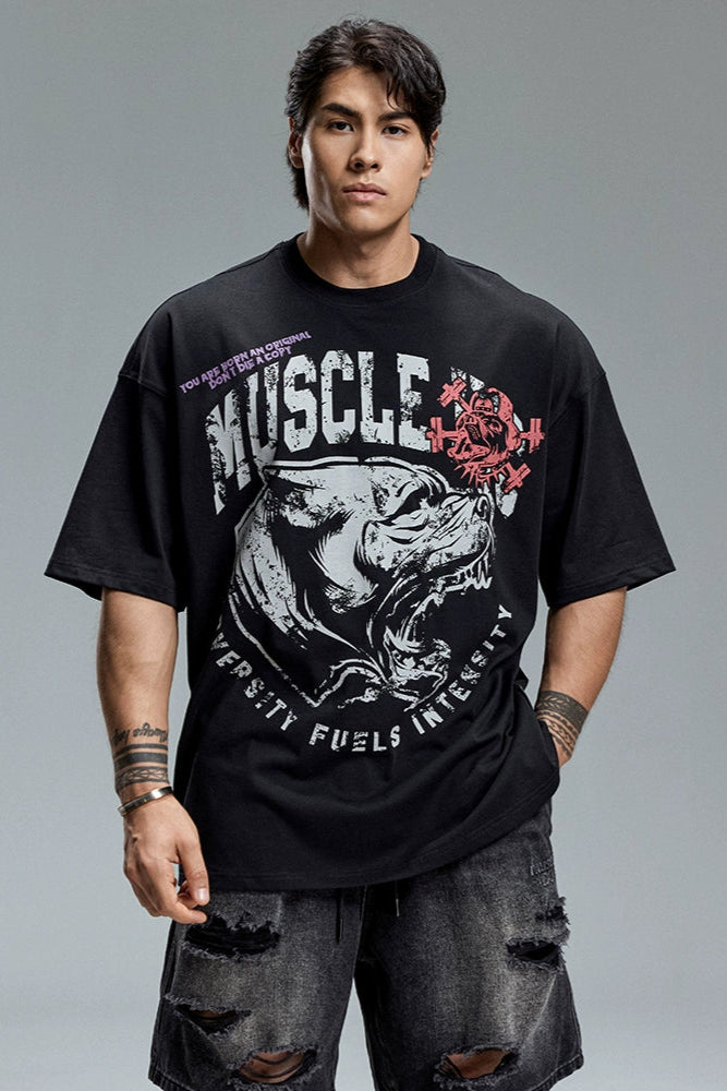 Frosted Bulldog Print T-Shirt #MD100