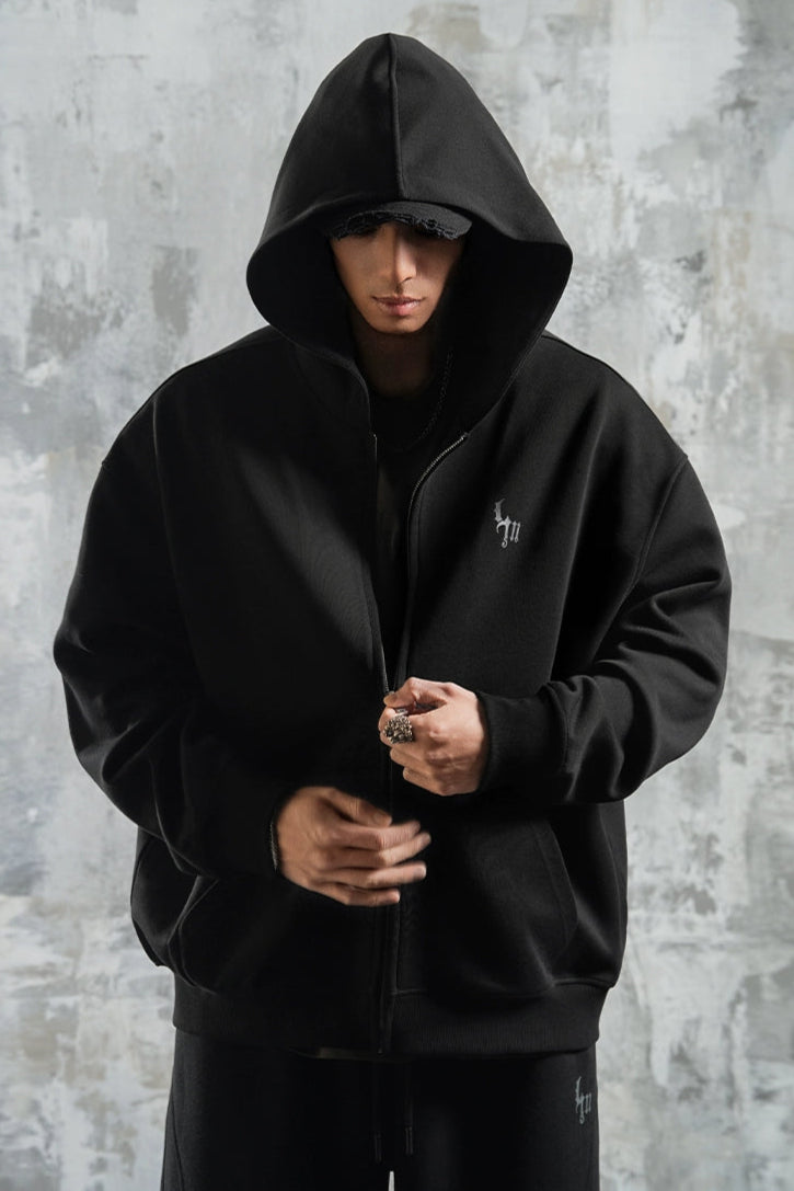 dropped-shoulder zipper hoodie and fitness sweatshirt pants set #LM007
