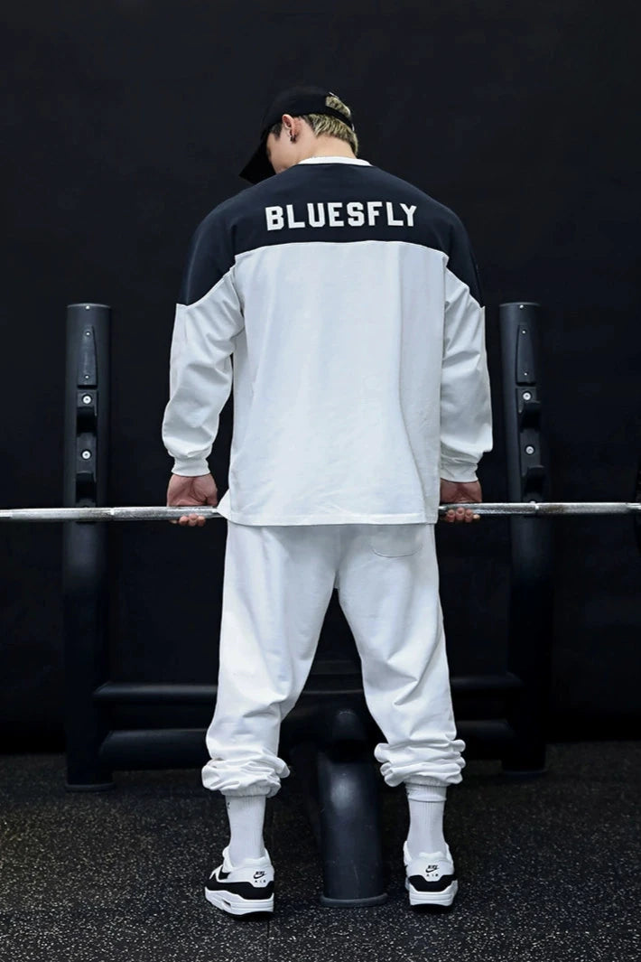 Contrast Loose Sports Long Sleeve Shirt #BF031