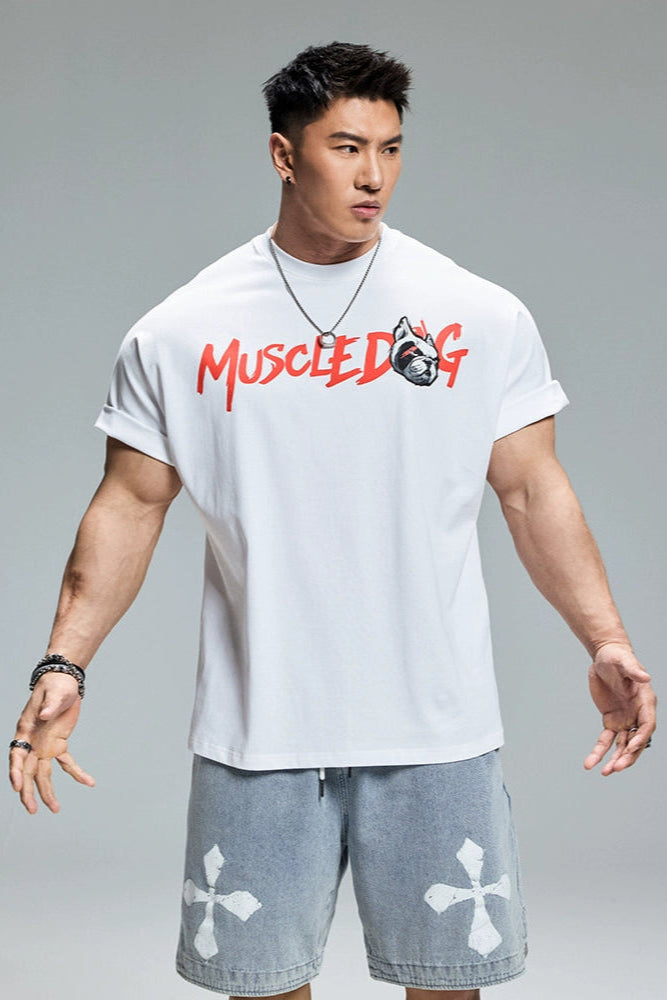 Bulldog Painted Half Sleeve T-Shirt #MD078