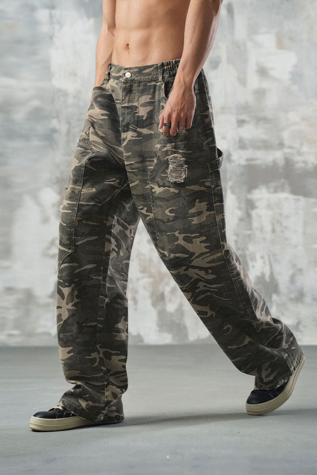 Loose straight camouflage pants #LM019