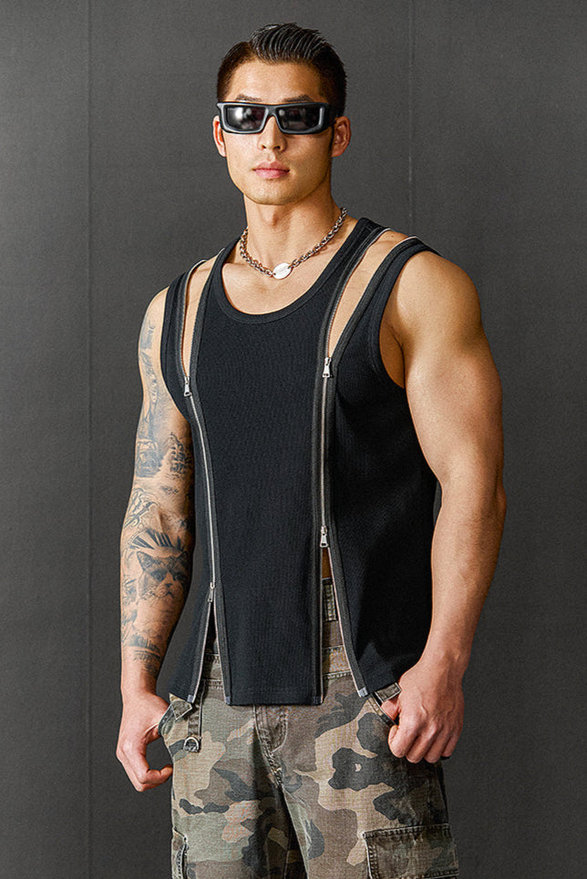 Double Zipper Fitness Sleeveless #TP008
