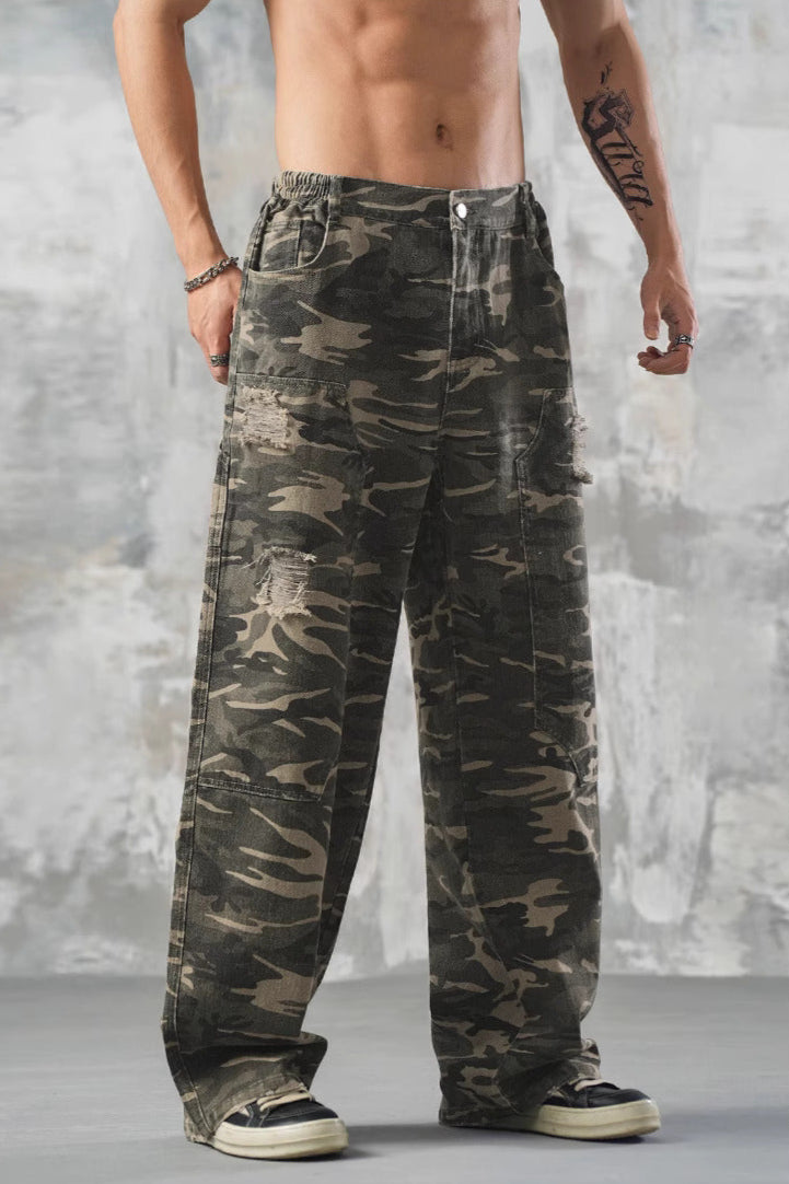 Loose straight camouflage pants #LM019