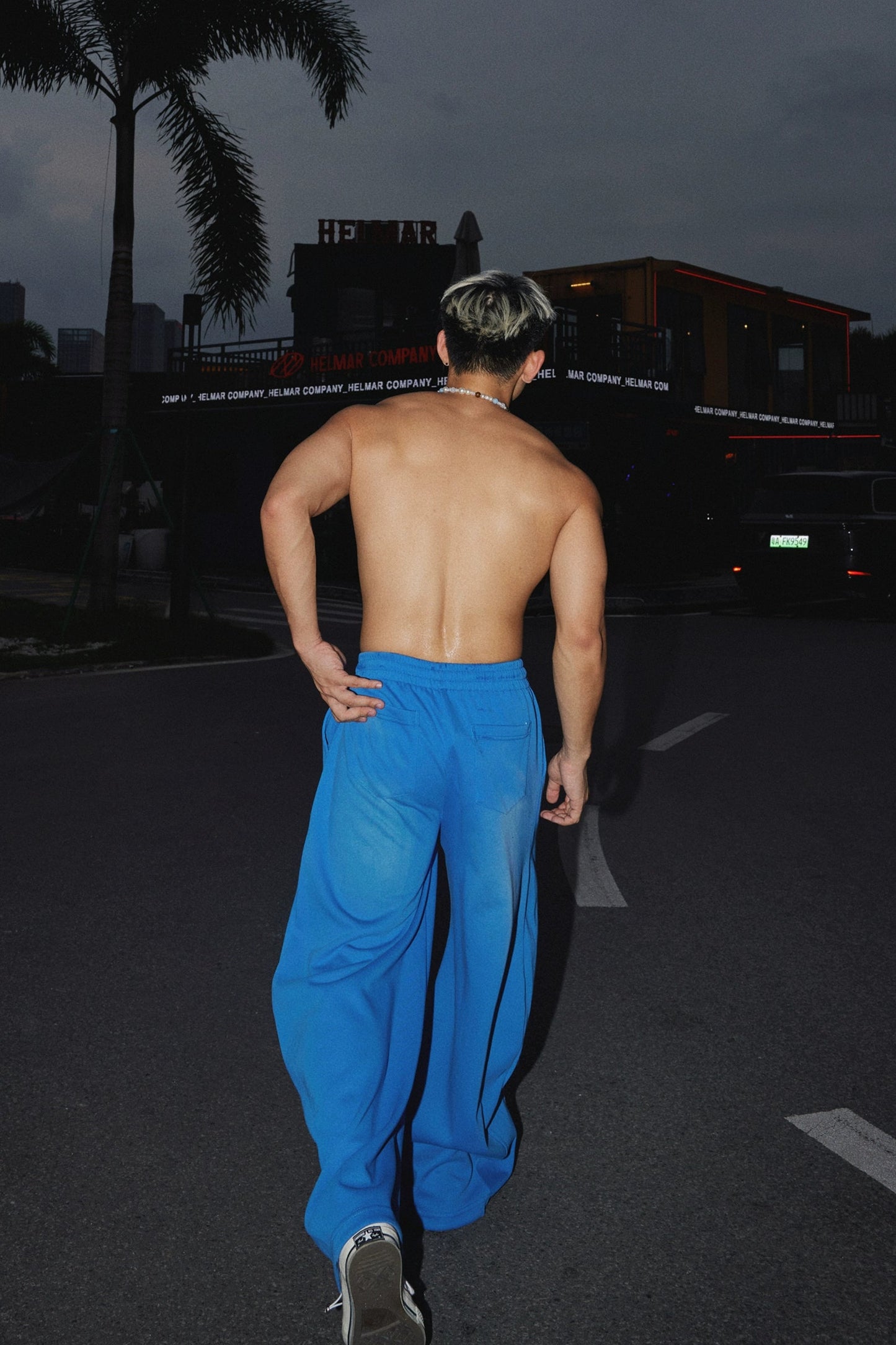 Blue Court Wide Sweat Pants #PM009