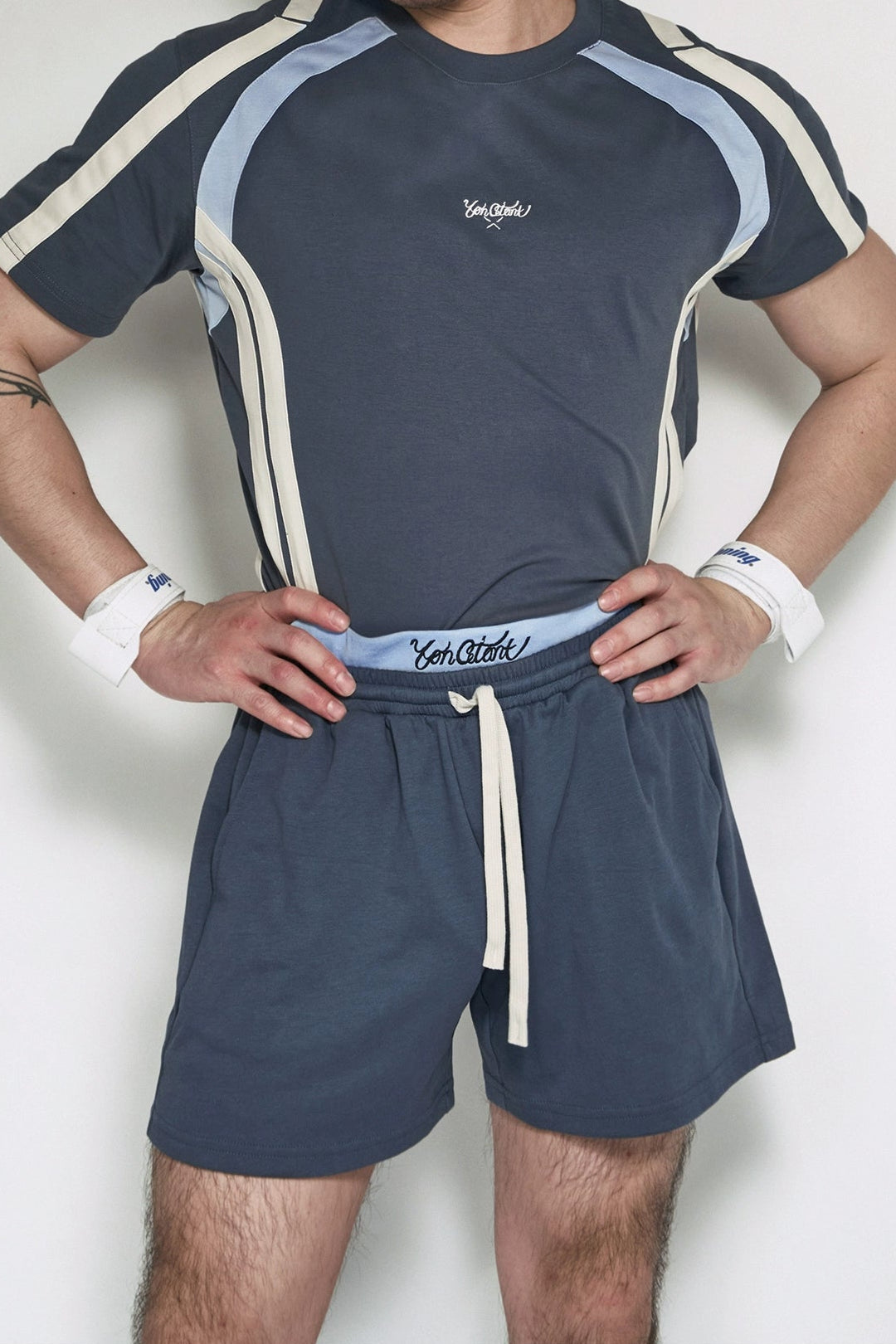 Color-Blocked Double Belt Shorts #YG003