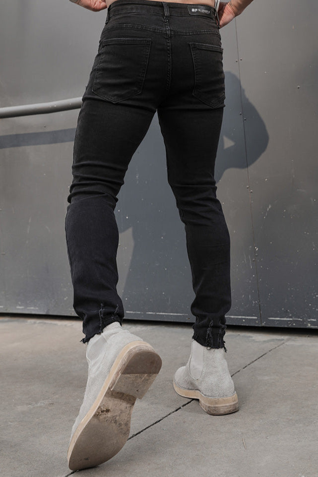 Ripped elastic skinny sports jeans #BF065