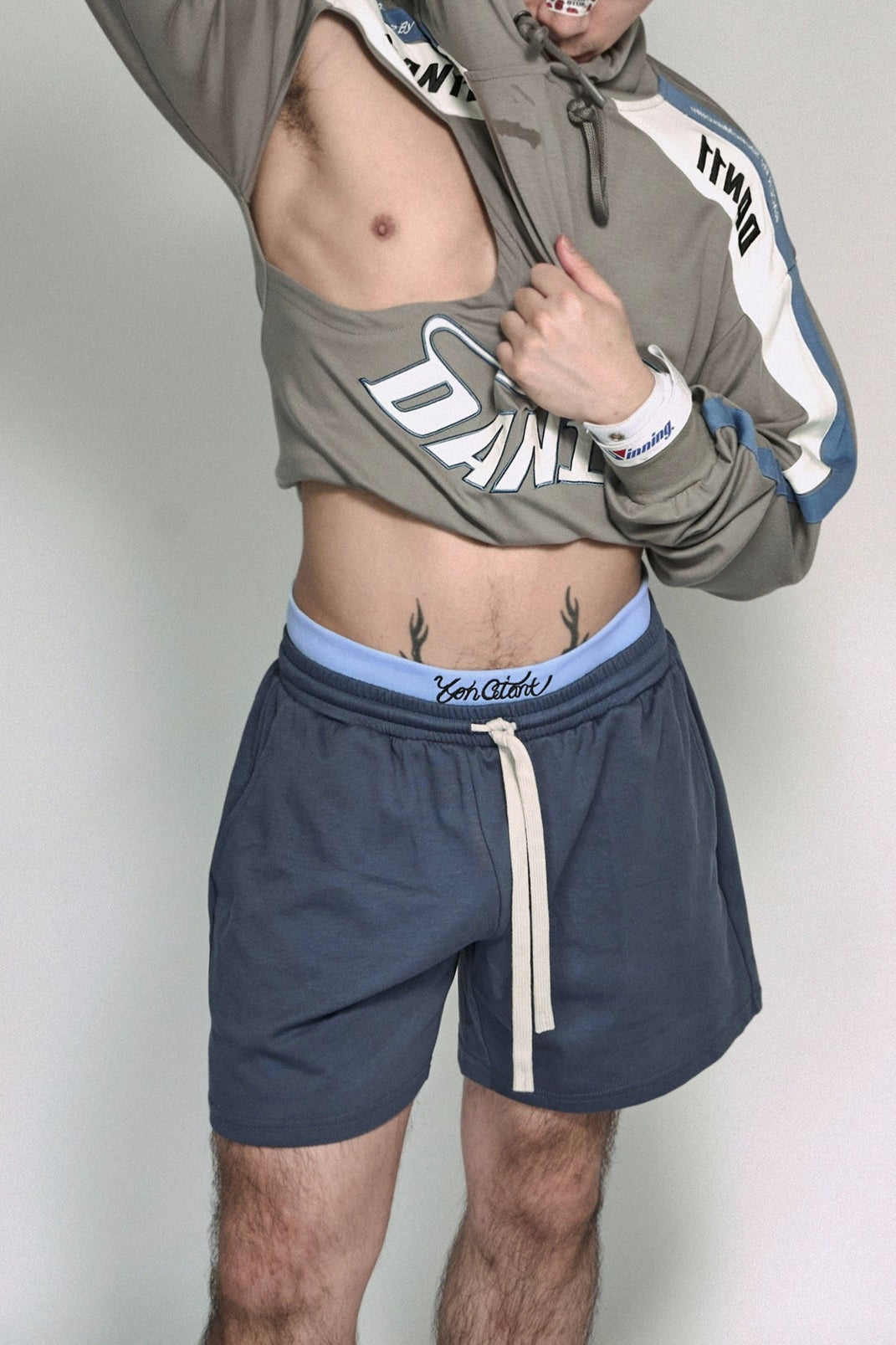 Color-Blocked Double Belt Shorts #YG003