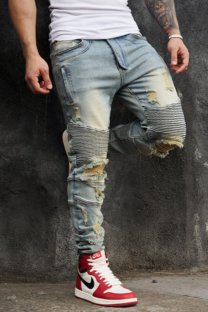 Stretch distressed Sports jeans #BF066