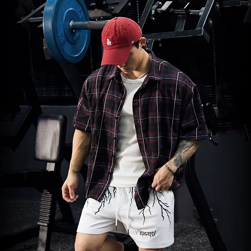 Street Grid Loose Shirt #BF098