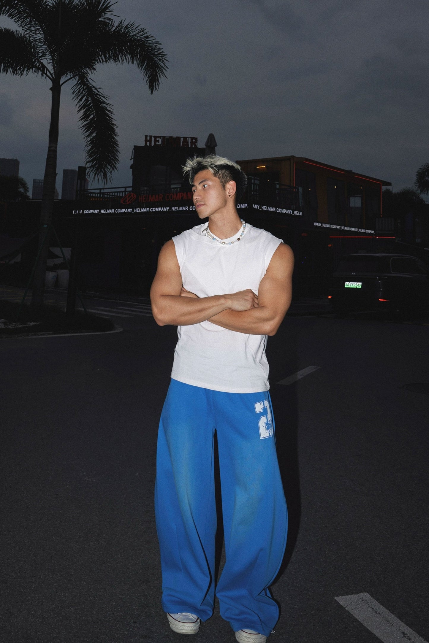 Blue Court Wide Sweat Pants #PM009