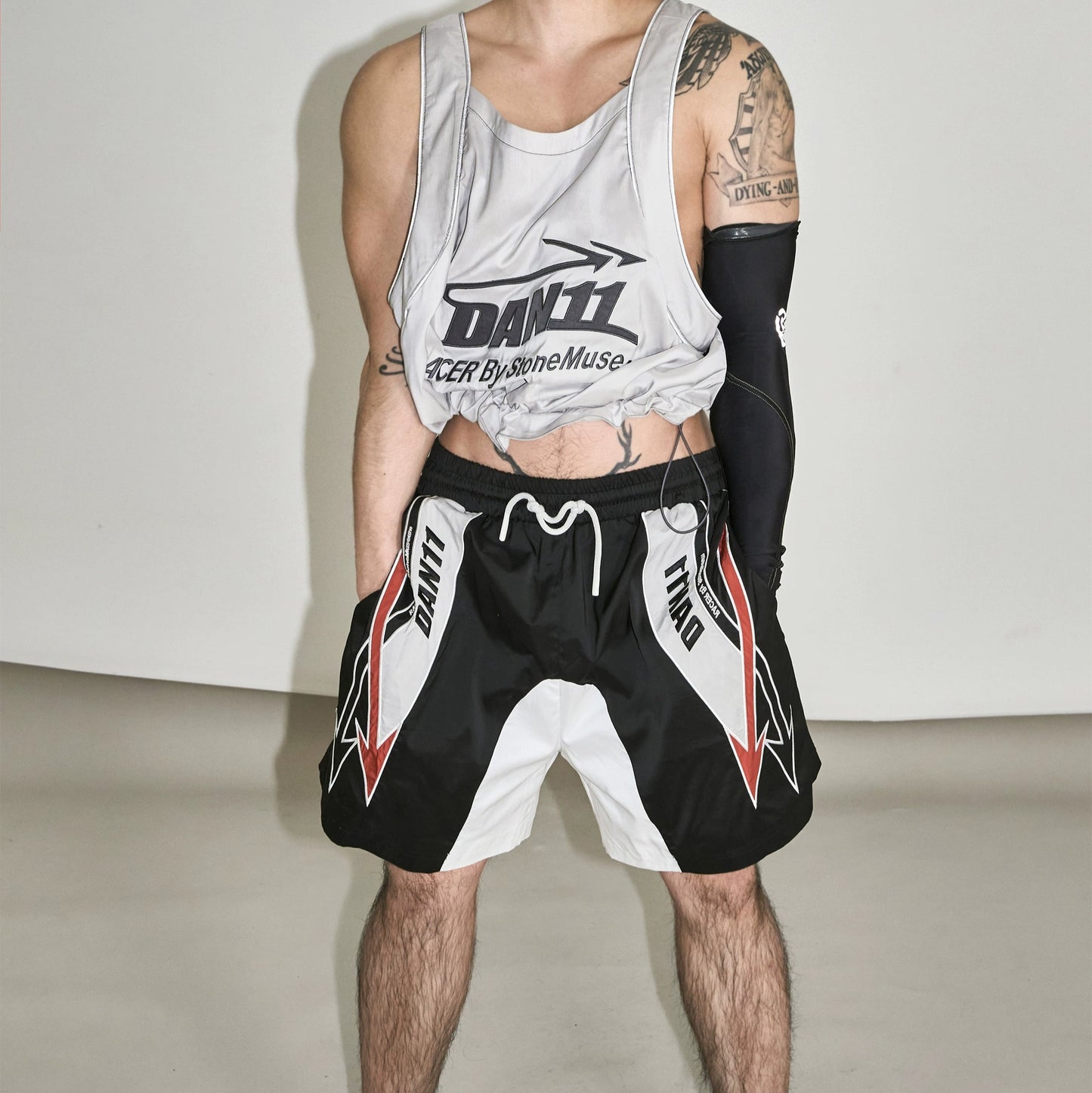 Black Patch Embroidery Shorts #YG005