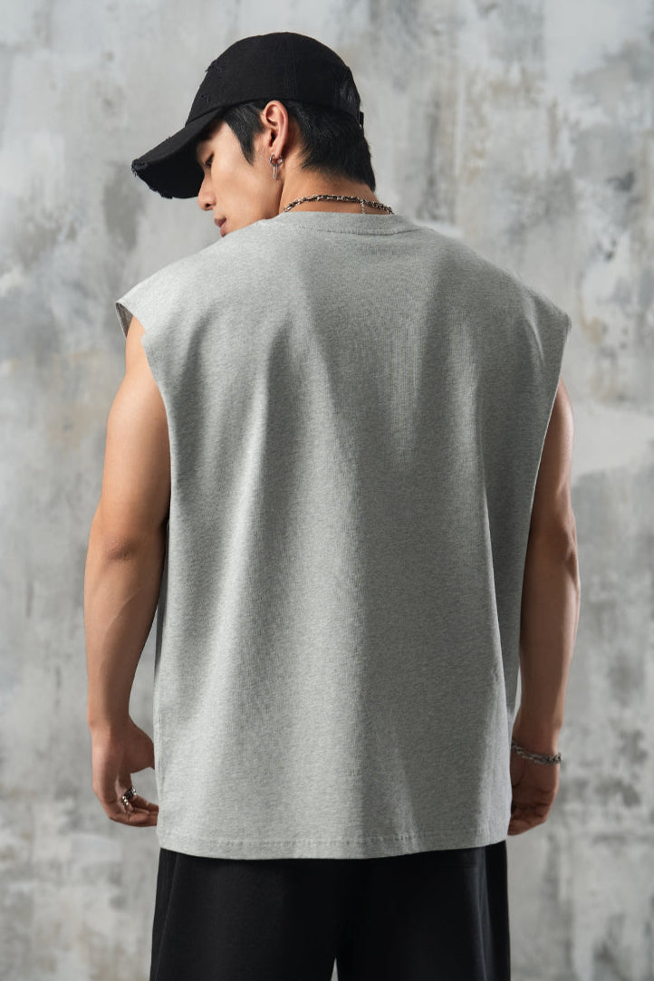 Casual wide shoulder sleeveless #LM018