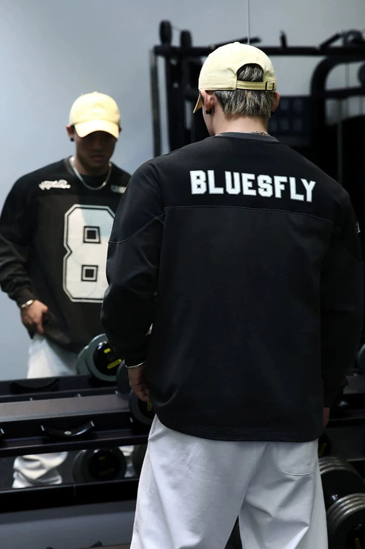 Contrast Loose Sports Long Sleeve Shirt #BF031