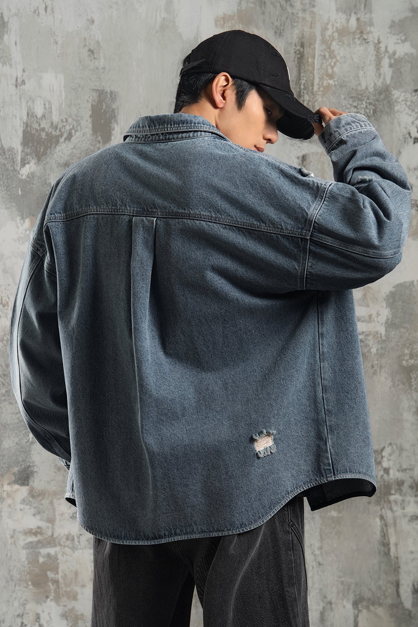 Distressed loose denim shirt #LM015