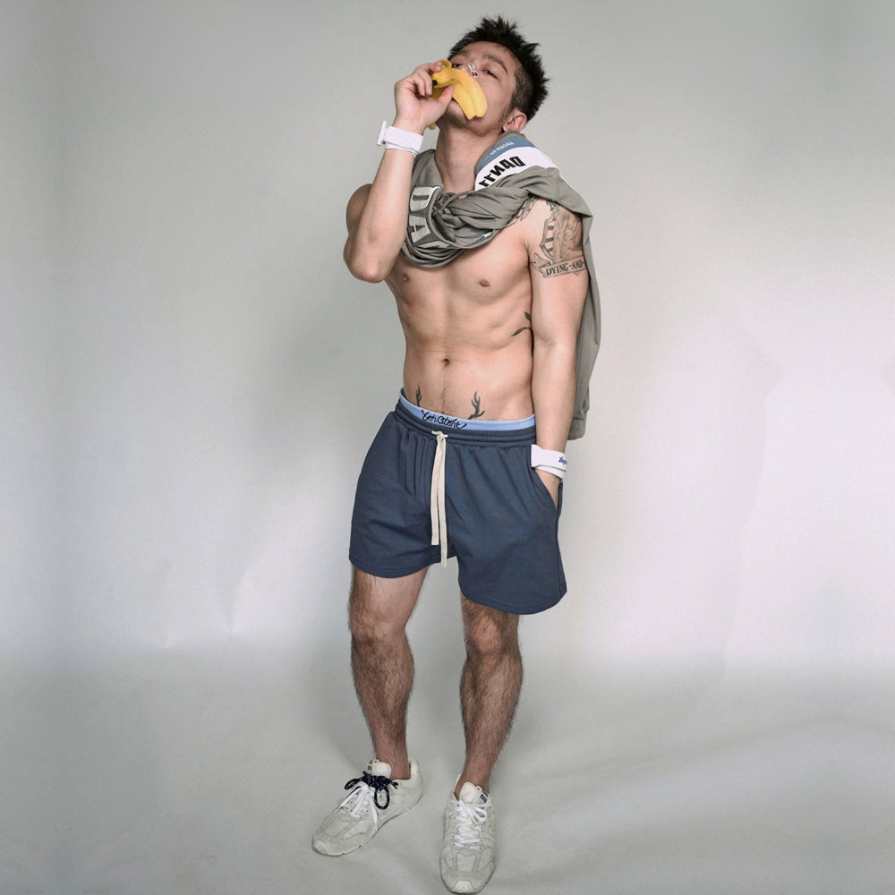 Color-Blocked Double Belt Shorts #YG003