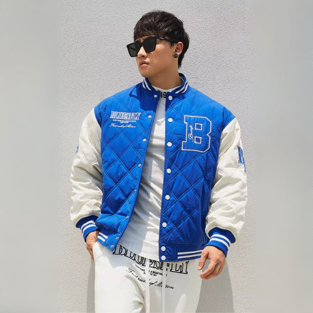 Patchwork Bicolor Stadium Jacket #BF029