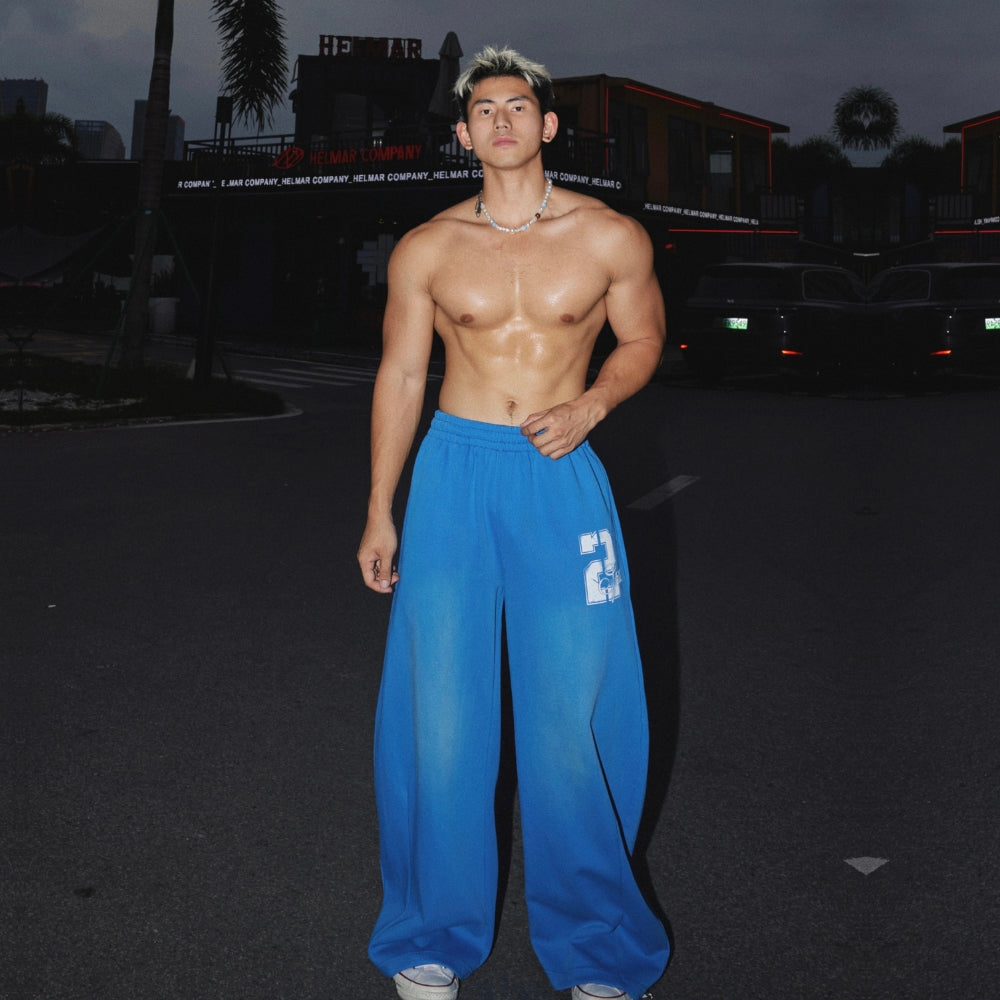 Blue Court Wide Sweat Pants #PM009