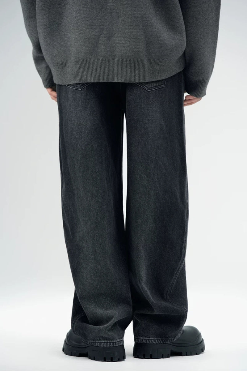 Vintage Wash Barrel Leg Jeans  #BD004