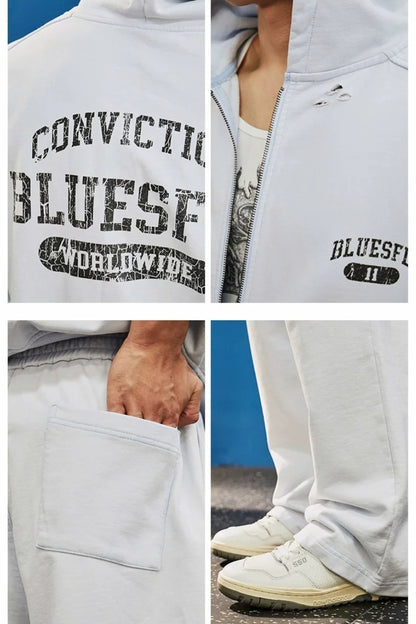 Back Graphic Zip Hoodie Set  #BF163