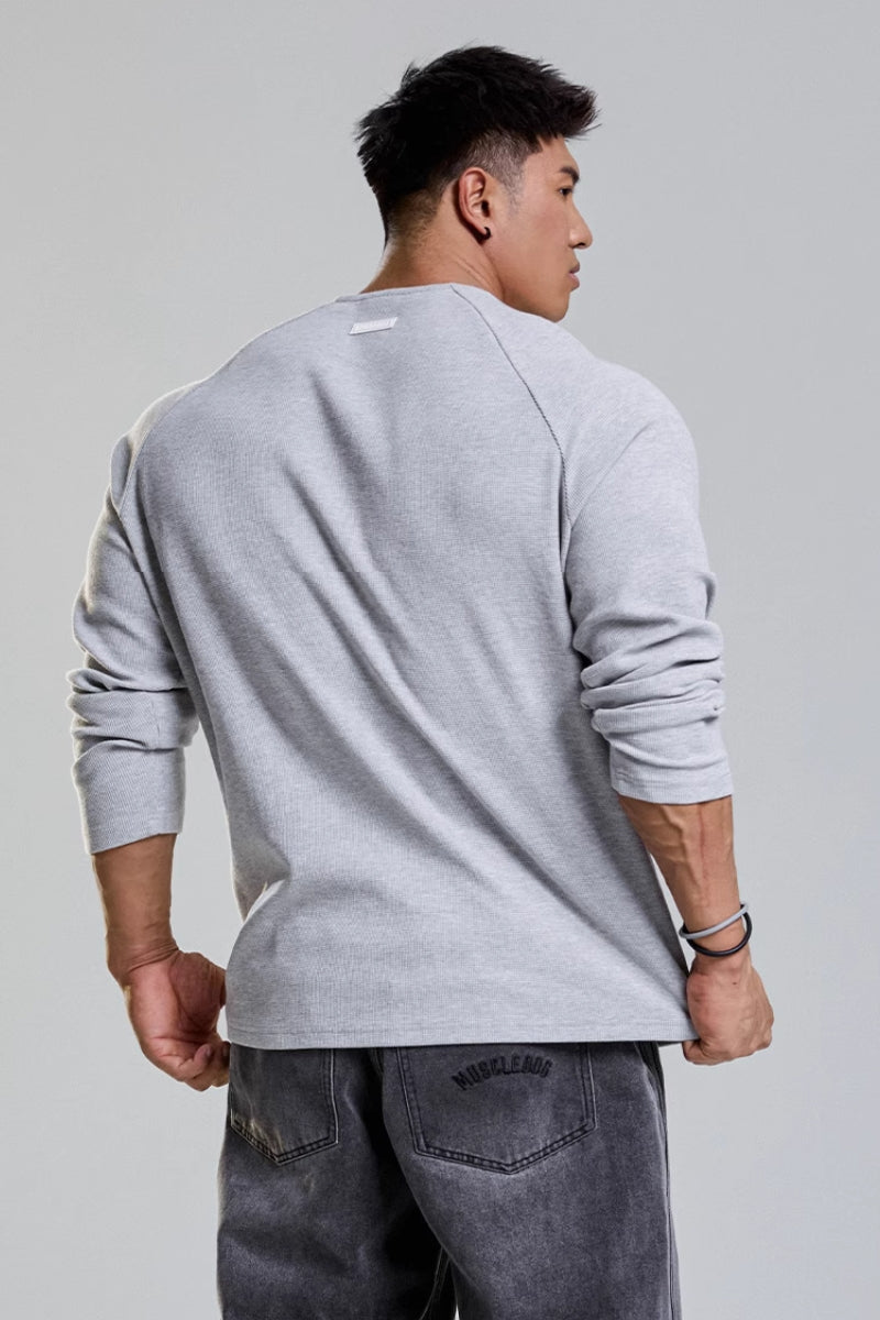 Grain Texture Half-Zip Top  #MD109