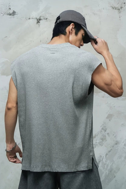 Waffle Knit V-Neck Sleeveless  #LM040