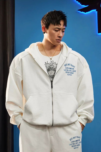 Oversized Washed Zip Hoodie  #BF169