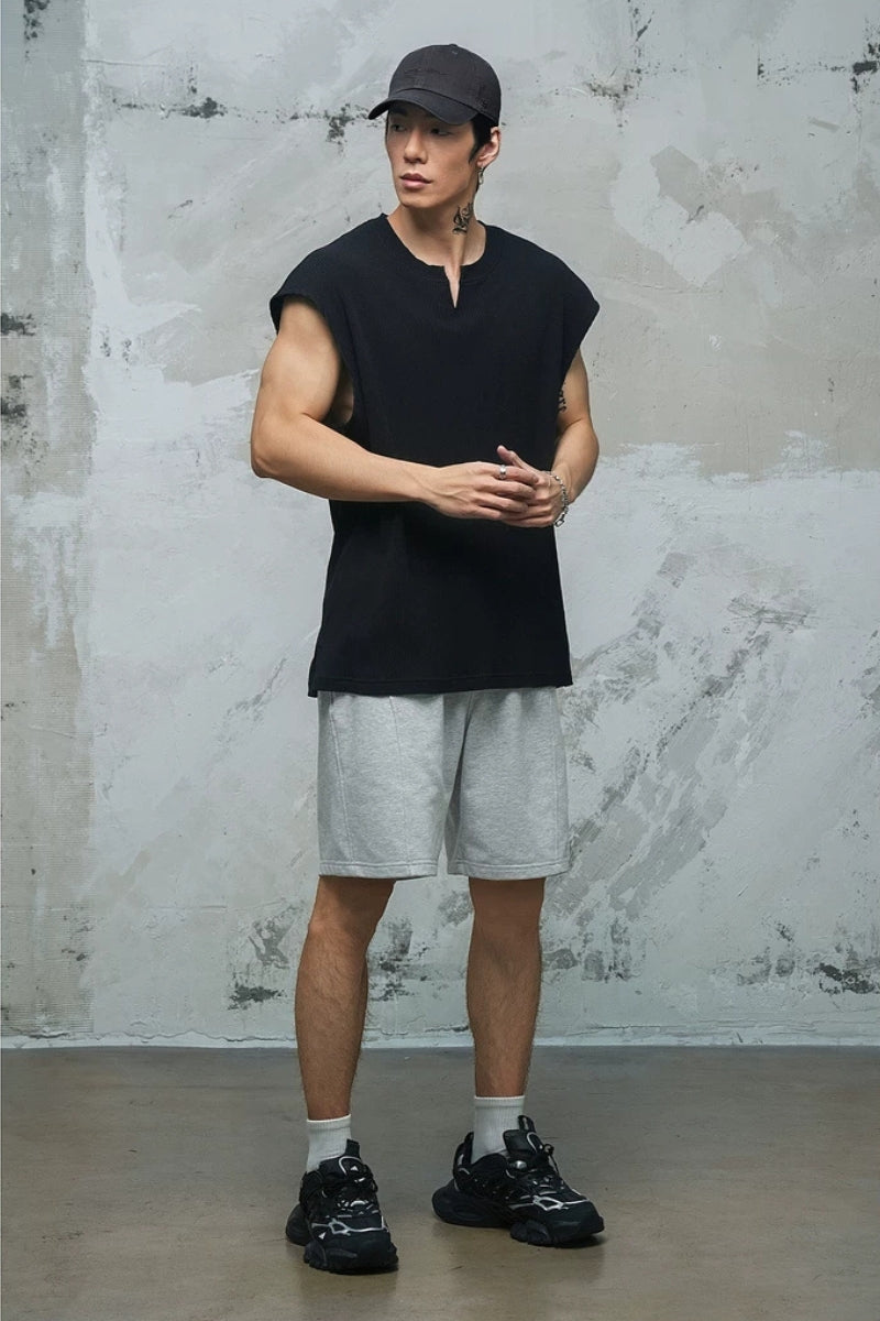 Waffle Knit V-Neck Sleeveless  #LM040