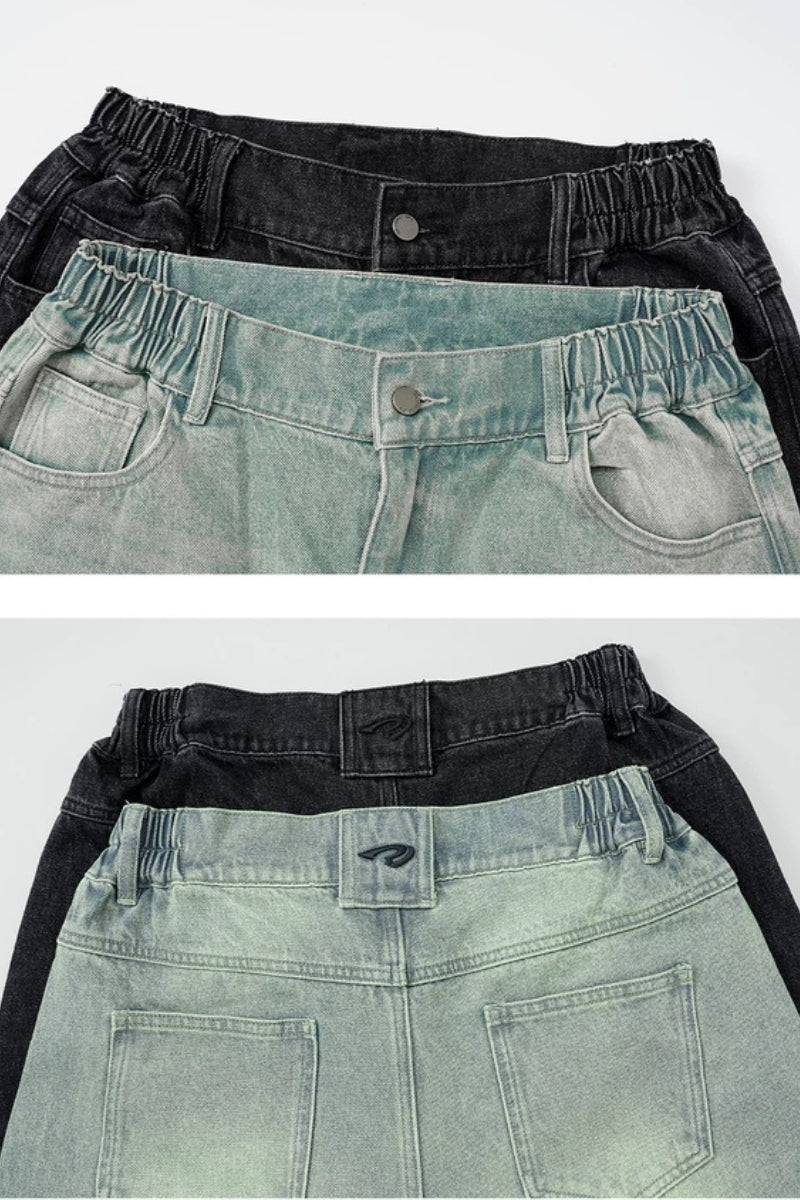 Vintage Wash Barrel Leg Jeans  #BD004