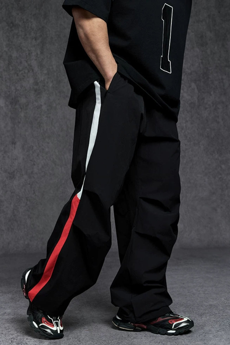 Side Stripe Nylon Wide Pants  #TL039