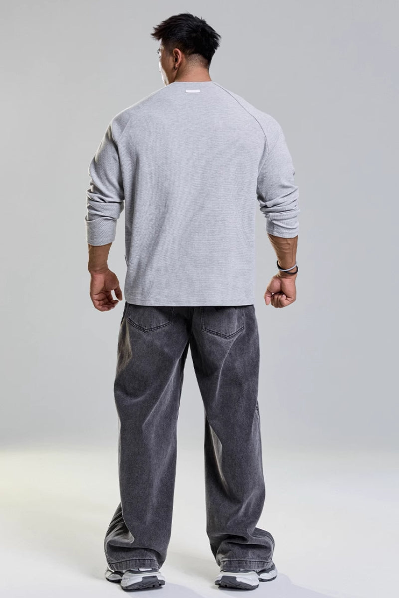 Grain Texture Half-Zip Top  #MD109