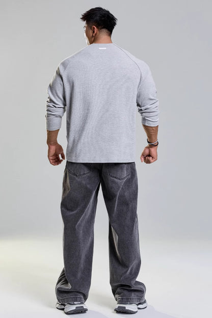 Grain Texture Half-Zip Top  #MD109