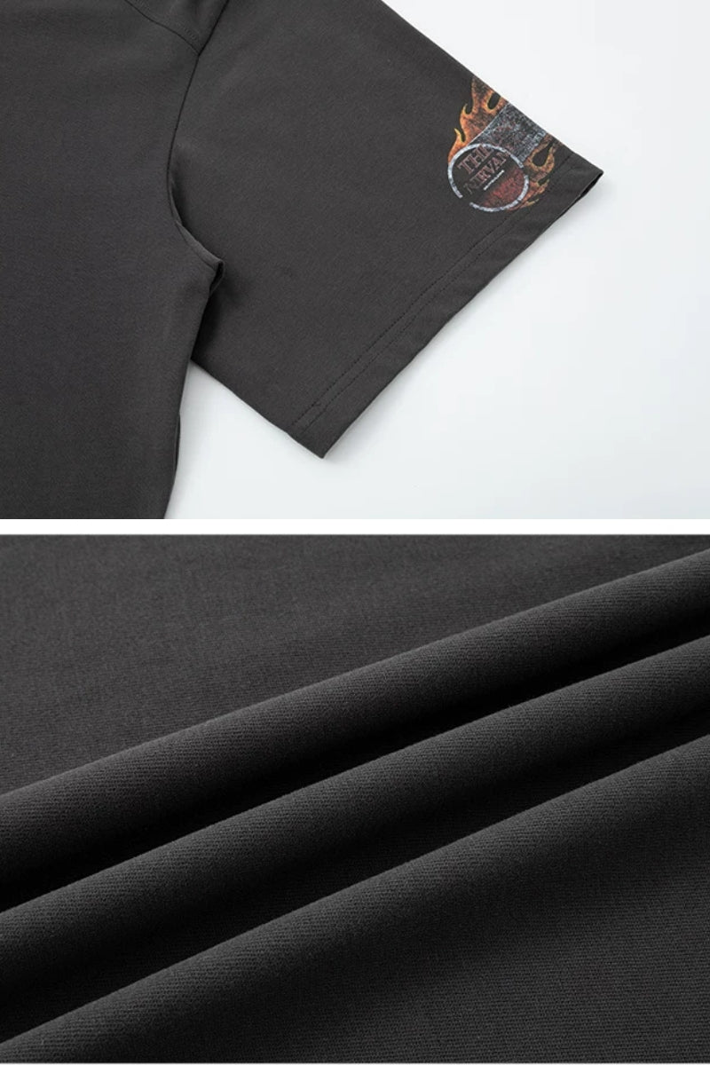 Oversized V-Neck Vintage T-Shirt  #TK038
