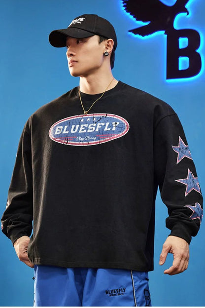 Retro Athletic Graphic Long Sleeve  #BF162