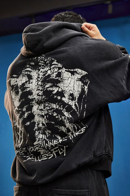 Bone Frame Graphic Hoodie  #BF166