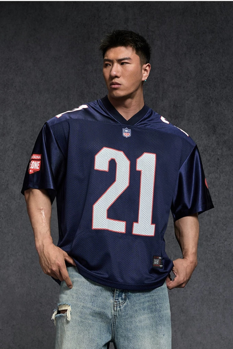 Wide Drop Retro Number T-Shirt  #TK037