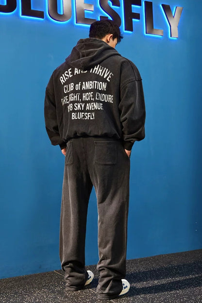 Oversized Washed Zip Hoodie  #BF169